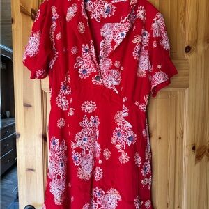 NWOT Free People Red and White Flutter Sleeve Mini Dress